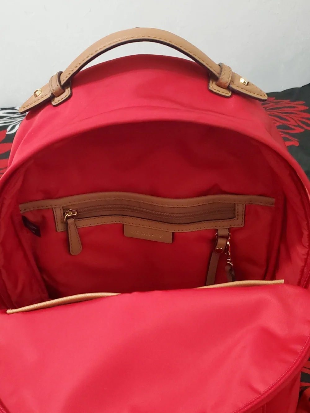 Michael Kors Red Nylon Charm Backpack with Gold Hardware - Picture 6 of 8